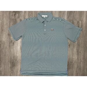 Bald Head Blues Polo Shirt Men Large Teal Striped Performance Golf